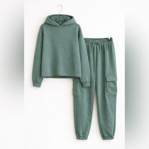 ZARA Green Hoodie & Cargo Jogger Set | Matching Lounge Set | 13-14 Girls
